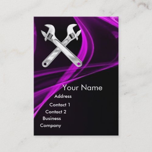 CHROME SKULL AND WRENCHES METAL MECHANICS BUSINESS CARD