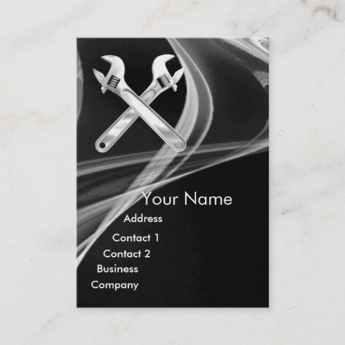CHROME SKULL AND WRENCHES METAL MECHANICS pearl Business Card
