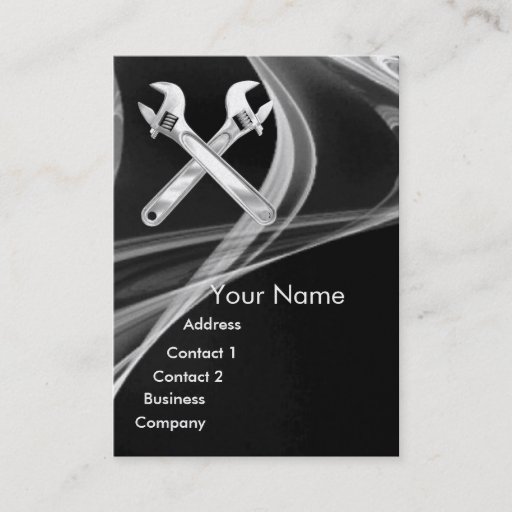 Customizable CHROME SKULL AND WRENCHES METAL MECHANICS pearl Business Card