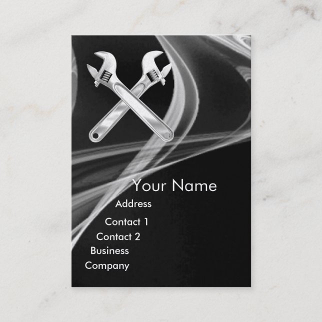 CHROME SKULL AND WRENCHES METAL MECHANICS pearl Business Card (Front)