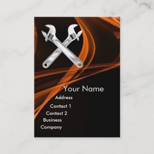 CHROME SKULL AND WRENCHES METAL MECHANICS pearl Business Card