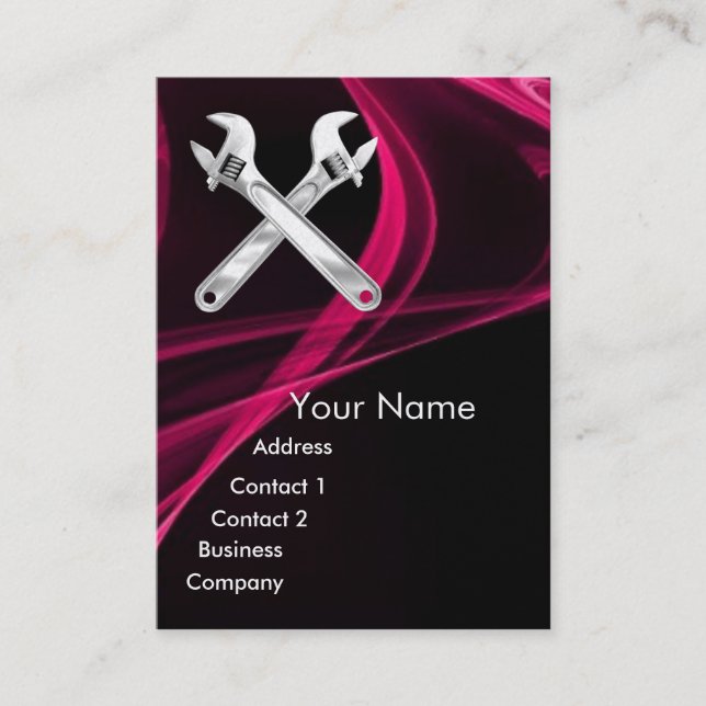 CHROME SKULL AND WRENCHES METAL MECHANICS pearl Business Card (Front)