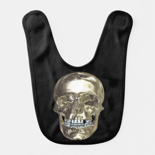 Chrome Skull Baby Bib (Front)