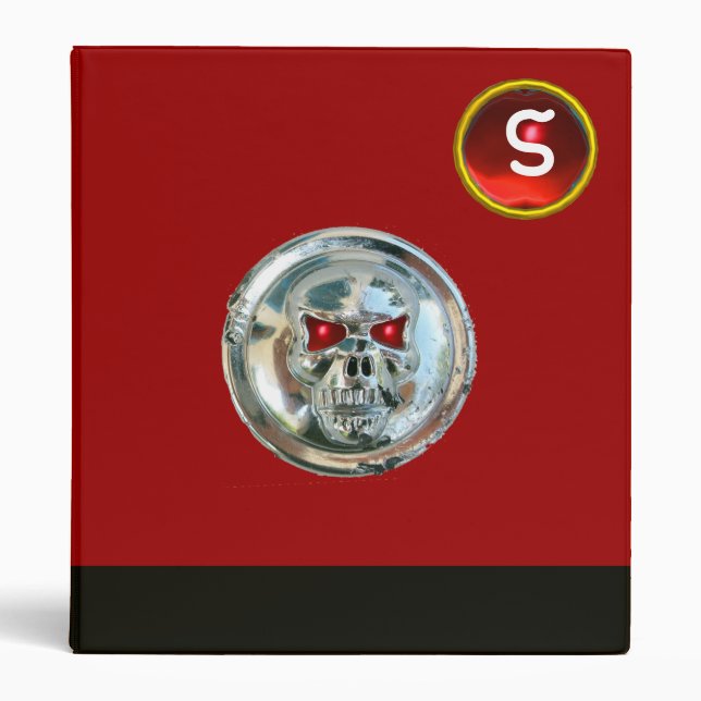 CHROME SKULL  BLACK AND RED RUBY MONOGRAM BINDER (Front)