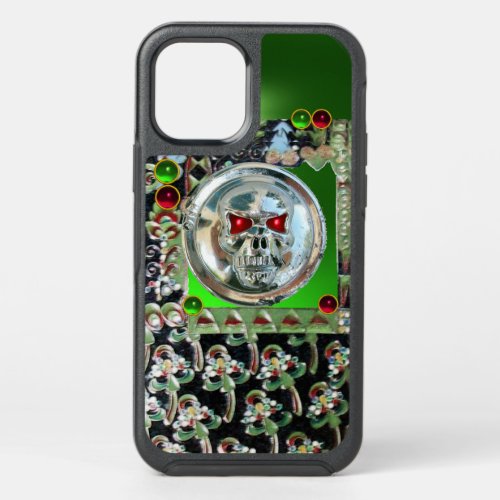 CHROME SKULL BLACK GREEN RED GEMSTONES  OtterBox SYMMETRY iPhone 12 CASE