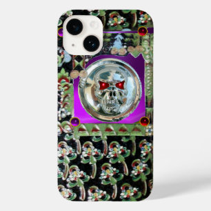 CHROME SKULL BLACK GREEN RED PURPLE GEM STONES Case-Mate iPhone 14 CASE