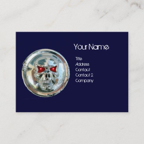 CHROME SKULL BLUE AND RED RUBY MONOGRAM BUSINESS CARD