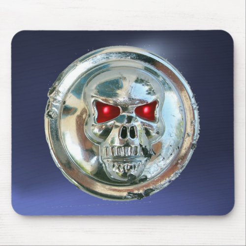 CHROME SKULL  Blue topaz Mouse Pad