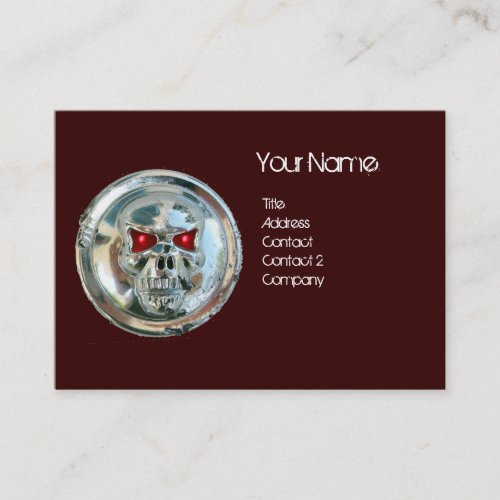 CHROME SKULL BROWN AND RED RUBY MONOGRAM BUSINESS CARD