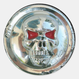 CHROME SKULL CLASSIC ROUND STICKER