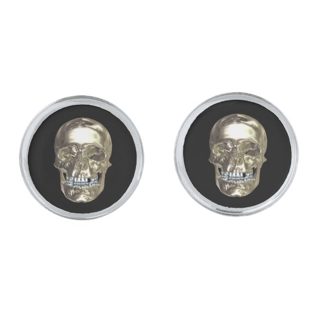 Chrome Skull Cufflinks (Front)