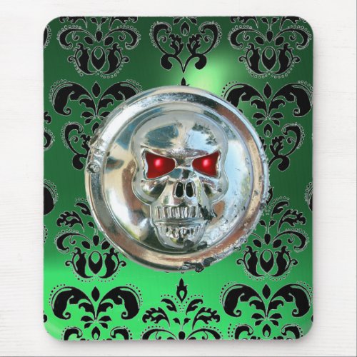 CHROME SKULL Damask Green Jade Mouse Pad