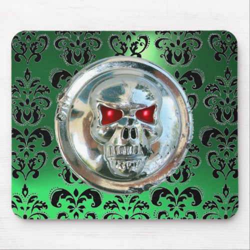 CHROME SKULL Damask Green Jade Mouse Pad