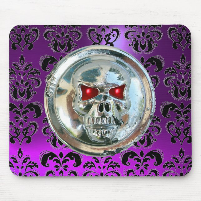 CHROME SKULL ,Damask, Purple Amethyst Mouse Pad (Front)