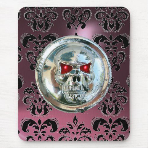 CHROME SKULL Damask Purple Amethyst Mouse Pad