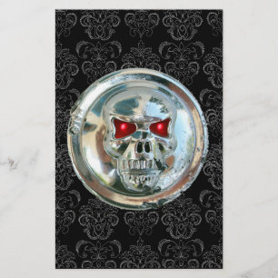 CHROME SKULL DAMASK STATIONERY