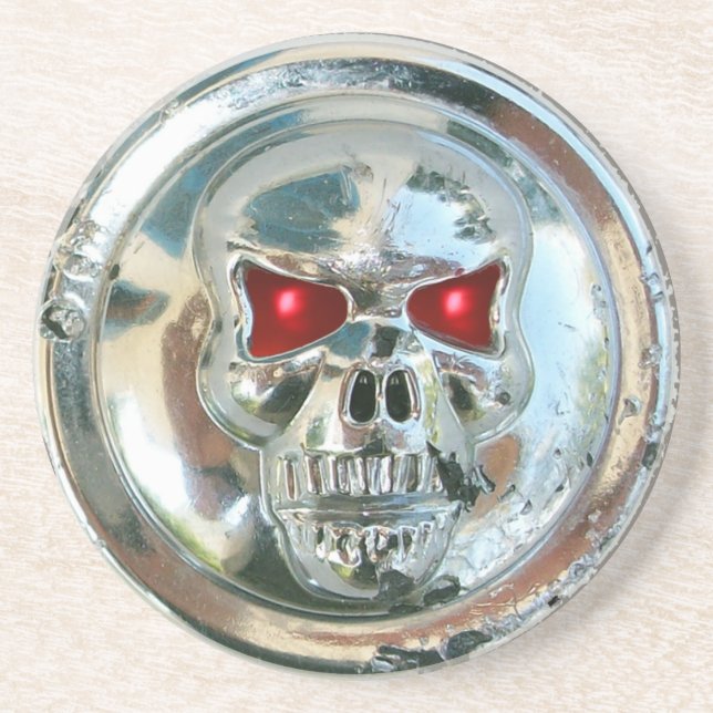 CHROME SKULL DRINK COASTER (Front)