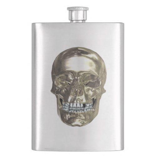 Chrome Skull Flask