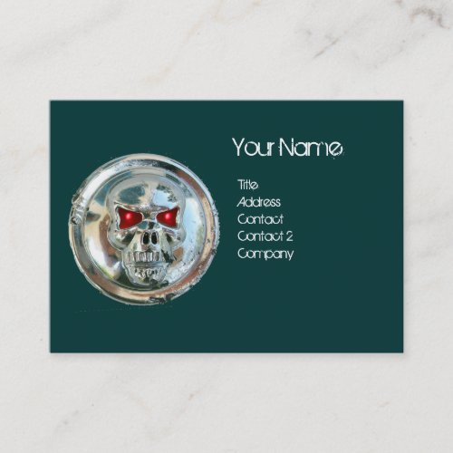 CHROME SKULL GREEN AND RED RUBY MONOGRAM BUSINESS CARD