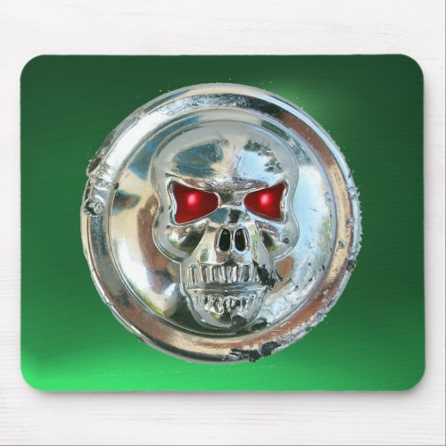 CHROME SKULL  Green Jade Mouse Pad