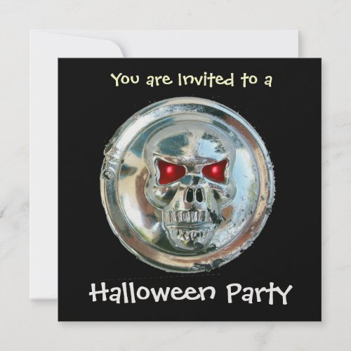 CHROME SKULL HALLOWEEN PARTY Ice Metallic Invitation