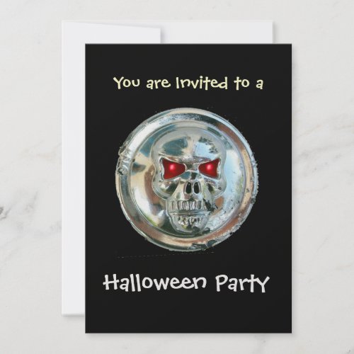 CHROME SKULL HALLOWEEN PARTY Ice Metallic Invitation