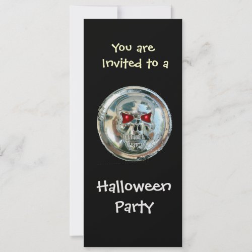 CHROME SKULL HALLOWEEN PARTY Ice Metallic Invitation