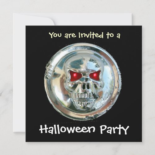 CHROME SKULL HALLOWEEN PARTY INVITATION