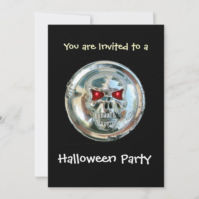CHROME SKULL HALLOWEEN PARTY INVITATION (Front)