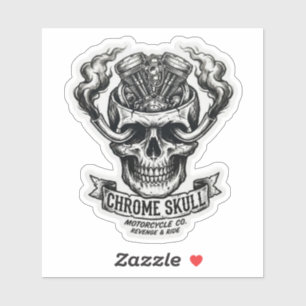 Chrome Skull Motorcycle Co V-Twin Engine Sticker