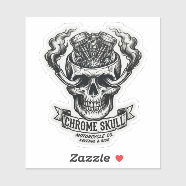 Chrome Skull Motorcycle Co V-Twin Engine Sticker (Sheet)