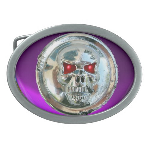 CHROME SKULL  Purple Amethyst Belt Buckle