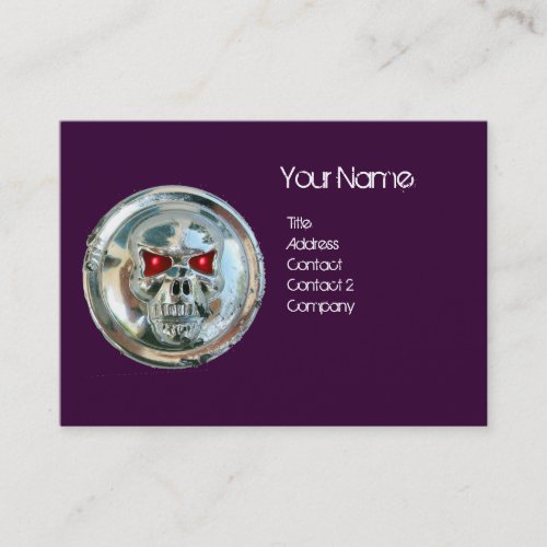 CHROME SKULL PURPLE AND RED RUBY MONOGRAM BUSINESS CARD
