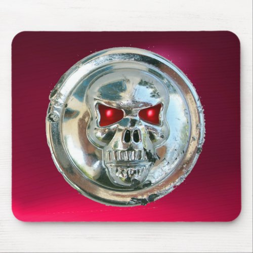 CHROME SKULL  Red Pink Ruby Mouse Pad