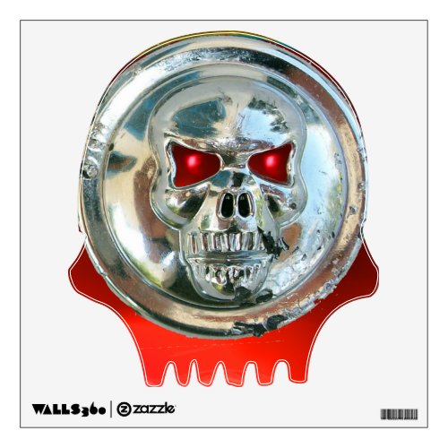 CHROME SKULL  Red Ruby Wall Decal