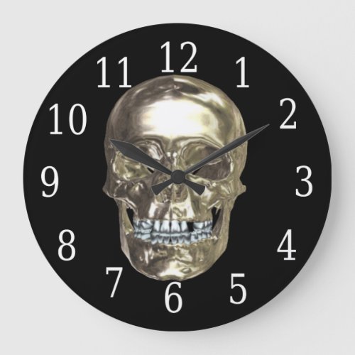 Chrome Skull Round Clock