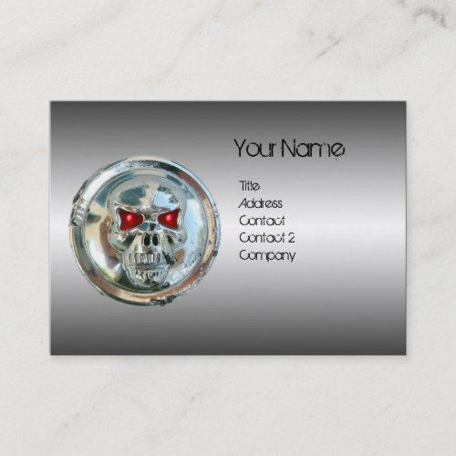 CHROME SKULL STEEL AND RED RUBY MONOGRAM BUSINESS CARD