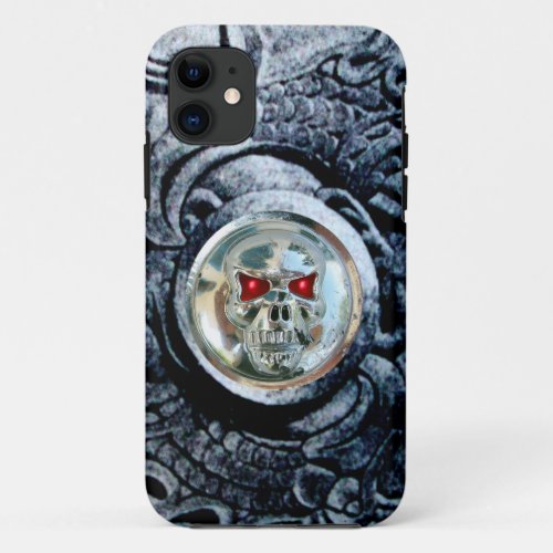 CHROME SKULL WITH FANTASY GRIFFINS iPhone 11 CASE