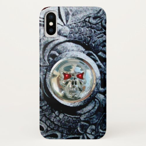 CHROME SKULL WITH FANTASY GRIFFINS iPhone X CASE