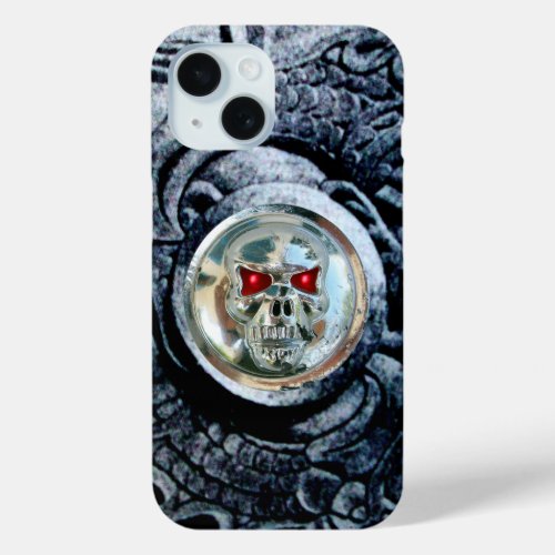 CHROME SKULL WITH FANTASY GRIFFINS iPhone 15 CASE