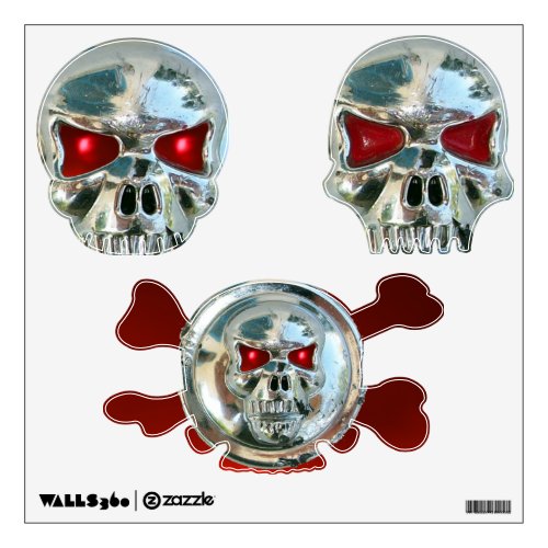 CHROME SKULLS  Red Ruby Wall Sticker