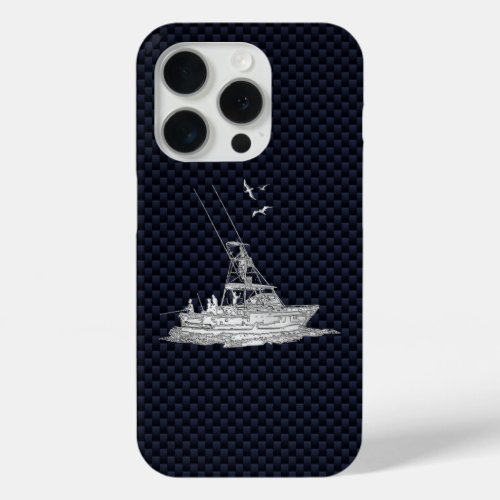 Chrome Sports Fishing on Carbon Fiber iPhone 15 Pro Case