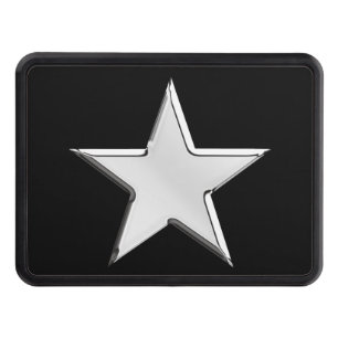 Chrome Star on Black Hitch Print Trailer Hitch Cover