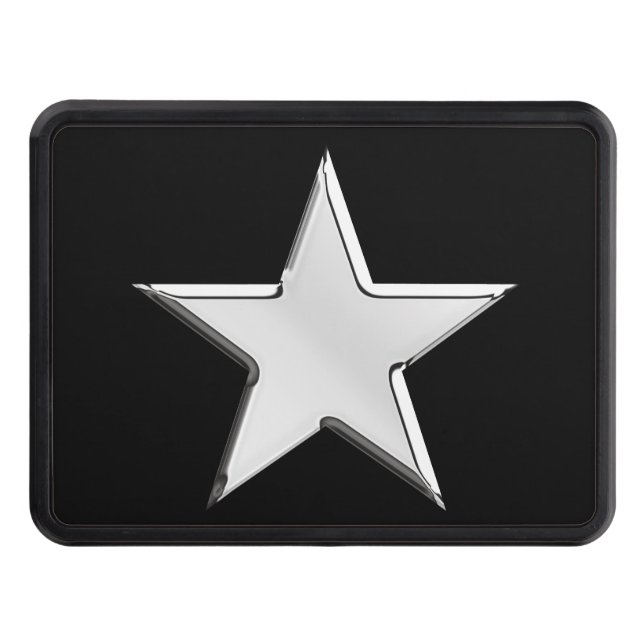 Chrome Star on Black Hitch Print Trailer Hitch Cover (Front)