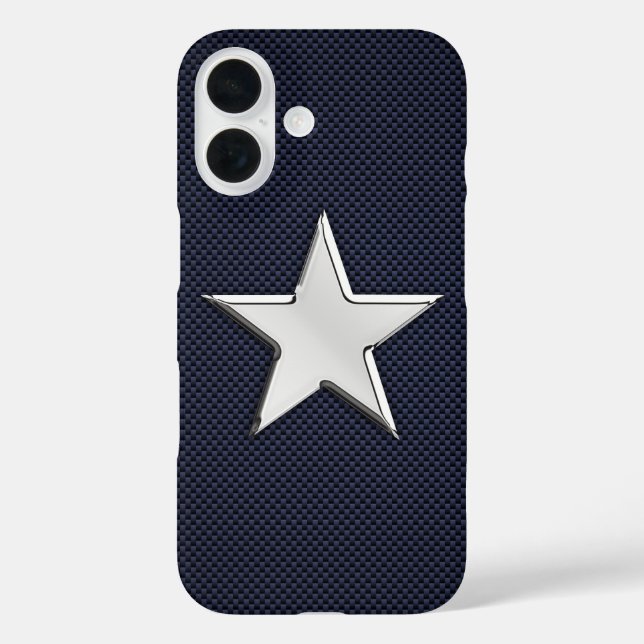 Chrome Star on Carbon Fiber Print Case-Mate iPhone Case (Back)
