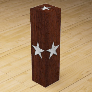 Chrome Star on Wet Mahogany Veneer Print Wine Gift Box