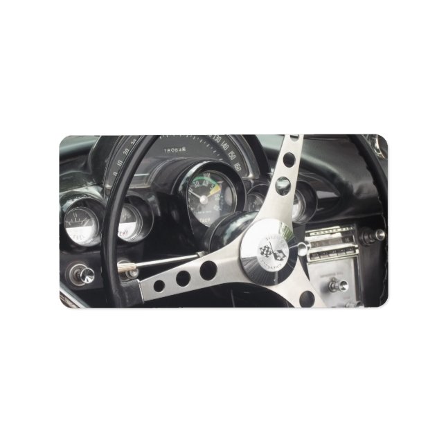 Chrome Steering wheel and black gages corvette Label (Front)