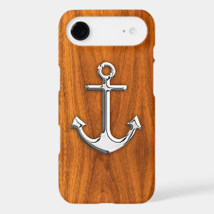 Chrome Style Anchor on Teak Veneer iPhone 17 Air Case