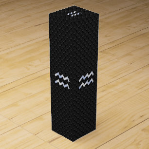 Chrome Style Aquarius Zodiac Sign on snake decor Wine Box