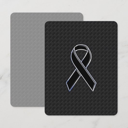 Chrome Style Black Ribbon Awareness (Front/Back)